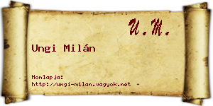 Ungi Milán névjegykártya